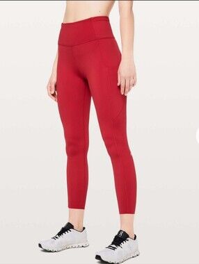 Lululemon Fast & Free 7/8 Tight II *Non-Reflective Nulux 25" Dark Red